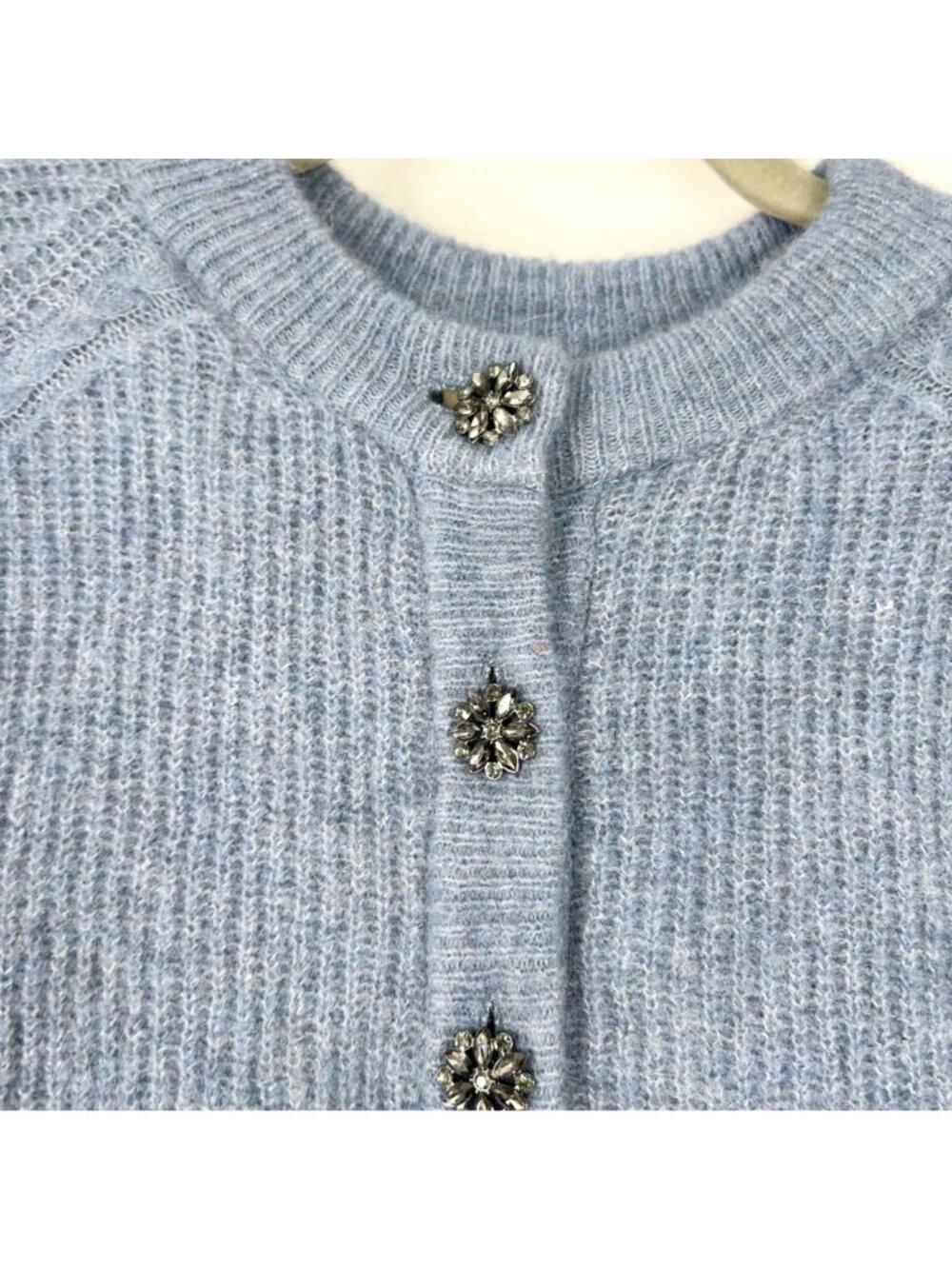 NWT Sézane Othello Baby Alpaca Cardigan in Ice Blue - Picture 4 of 11